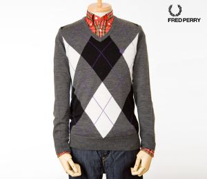 свитер FRED PERRY K4200 grey/black ― Магазин - дисконт casual одежды
